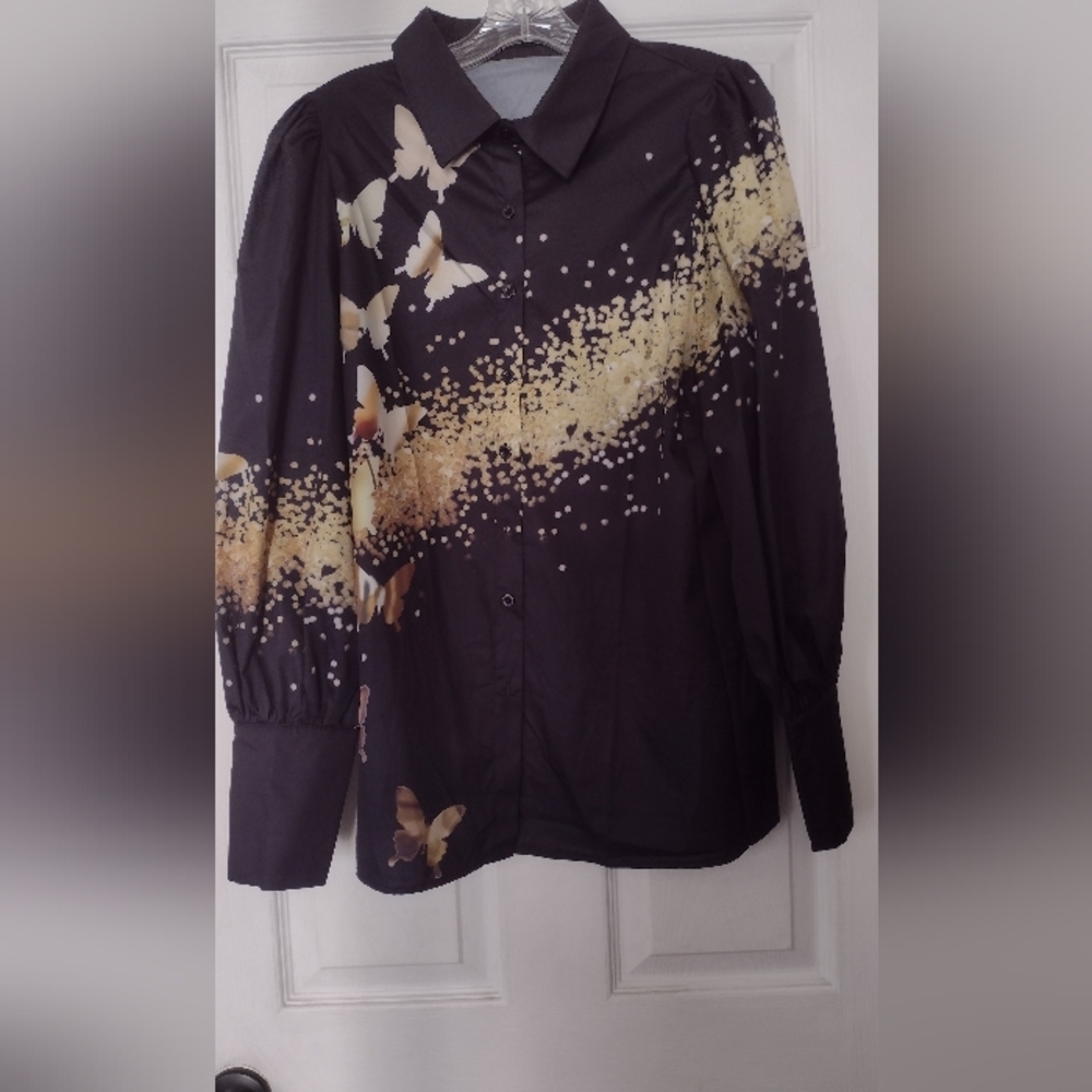 Black Shirt with Butterfly Design